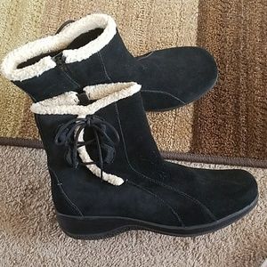 Clarks Black suede boots Wide Width
